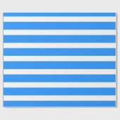 Dodger Blue White Classic Horizontal Striping Geschenkpapier (Flach)