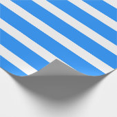 Dodger Blue White Classic Horizontal Striping Geschenkpapier (Ecke)