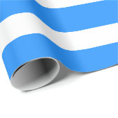 Dodger Blue White Classic Horizontal Striping Geschenkpapier (Rolleneckpunkt)