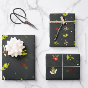 Dodle der Weihnachtsmauer-Blume nahtloser Musterve Geschenkpapier Set