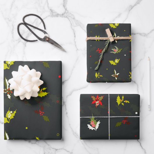 Dodle der Weihnachtsmauer-Blume nahtloser Musterve Geschenkpapier Set (Vorderseite)