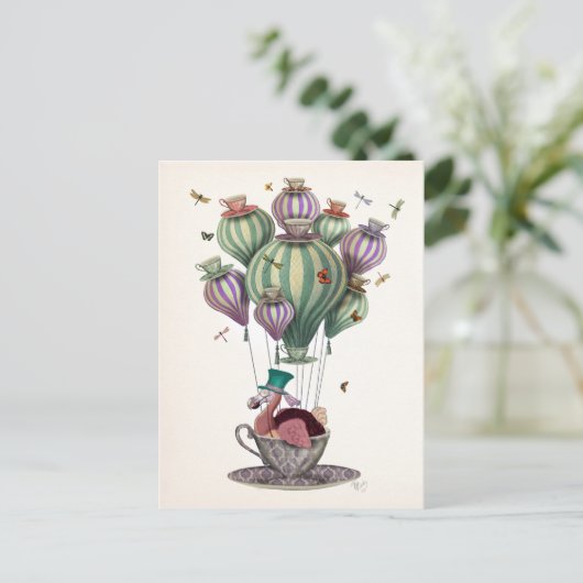 Dodo Balloon mit Libellen Postkarte (Stehend Vorderseite)
