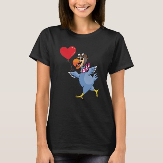 Dodo Bird With Heart Balloon Valentines Day Love B T-Shirt (Vorderseite)