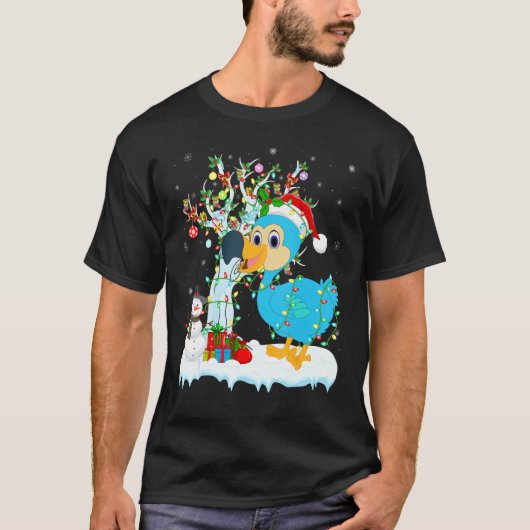 Dodo Bird Xmas Tree Lighting Weihnachtsmannmütze D T-Shirt (Vorderseite)