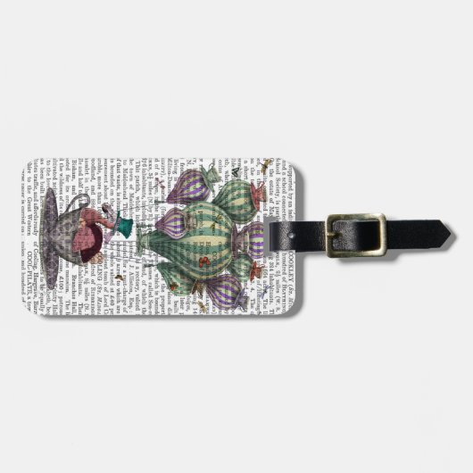 Dodo in Teacup mit Libellen Gepäckanhänger (Vorderseite horizontal)