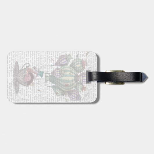 Dodo in Teacup mit Libellen Gepäckanhänger (Rückseite horizontal)