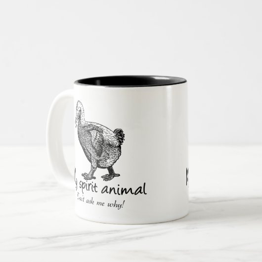 Dodo ist mein Geisttier. Fragen Sie mich nicht Zweifarbige Tasse (Vorderseite Links)