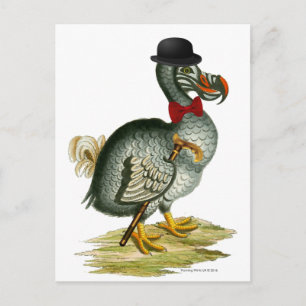 Dodo trägt Bowler-Schmetterlingskrawatte Vintage Postkarte