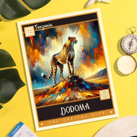 Dodoma, Tansania | Vintage Malerei Postkarte