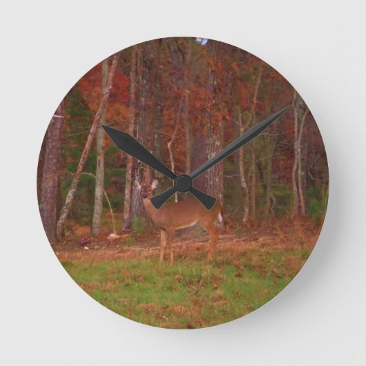 Doe a Deer im Arrowhad-See Runde Wanduhr (Vorderseite)