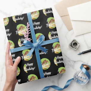 Doe and Fawn Black Geschenkpapier