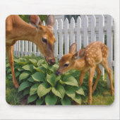 Doe and Fawn Eating Hosta Mousepad (Vorne)