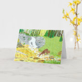 Doe and Fawn Folded Greeting Card Karte (Gelbe Blume)