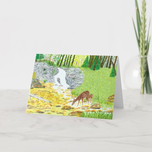Doe and Fawn Folded Greeting Card Karte (Vorderseite)