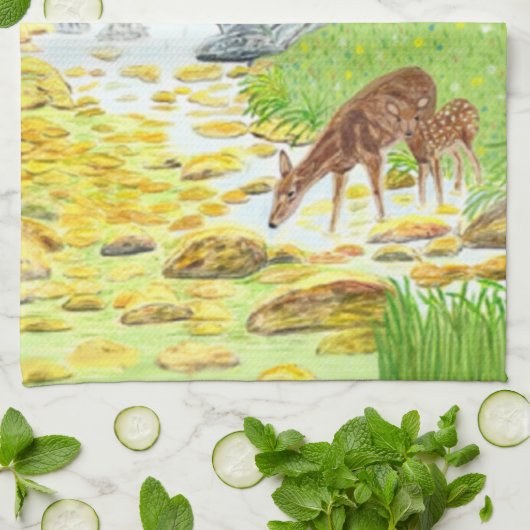 Doe and Fawn Geschirrtuch (Gefaltet)