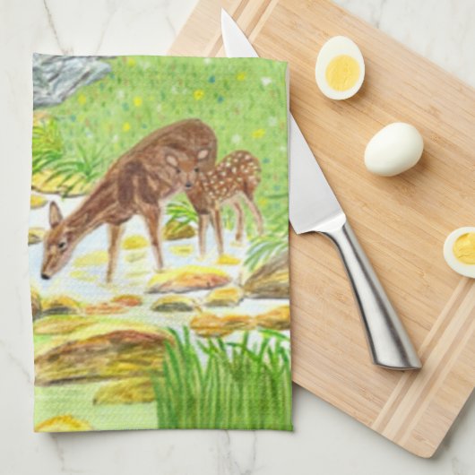 Doe and Fawn Geschirrtuch (Viertel Falte)