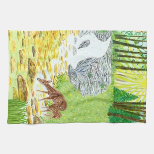 Doe and Fawn Geschirrtuch (Horizontal)