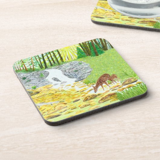 Doe and Fawn Getränkeuntersetzer (Linke Seite)