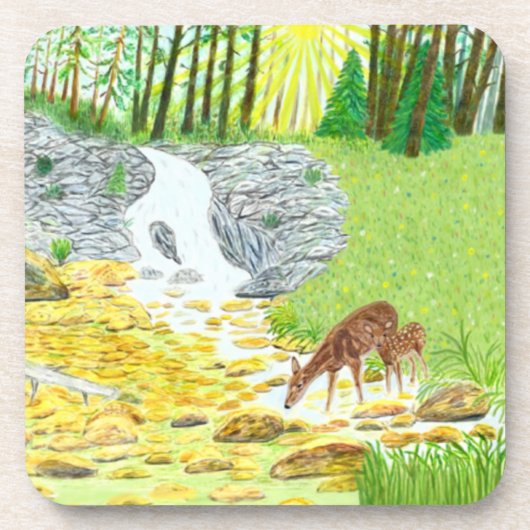 Doe and Fawn Getränkeuntersetzer (Vorderseite)