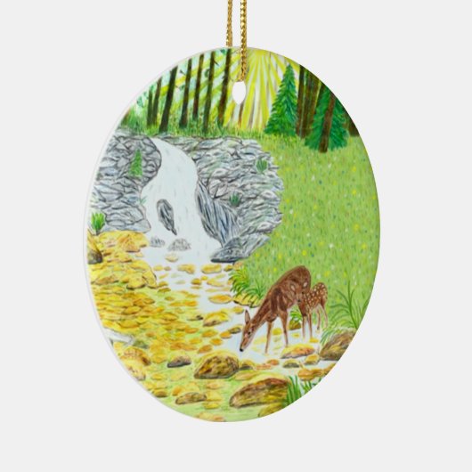 Doe and Fawn Keramik Ornament (Rechts)