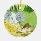 Doe and Fawn Keramik Ornament (Vorne)