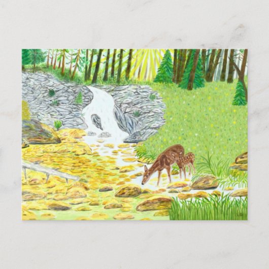 Doe and Fawn Postkarte (Vorderseite)