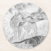 Doe and Fawn Runder Pappuntersetzer (Vorderseite)