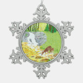 Doe and Fawn Schneeflocken Zinn-Ornament (Vorderseite)