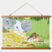 Doe and Fawn Wandteppich Mit Holzrahmen (Vorne)