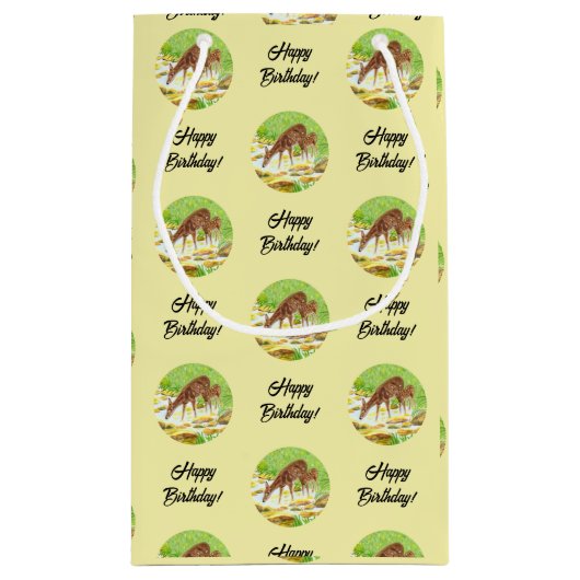 Doe and Fawn Yellow Kleine Geschenktüte (Rückseite)