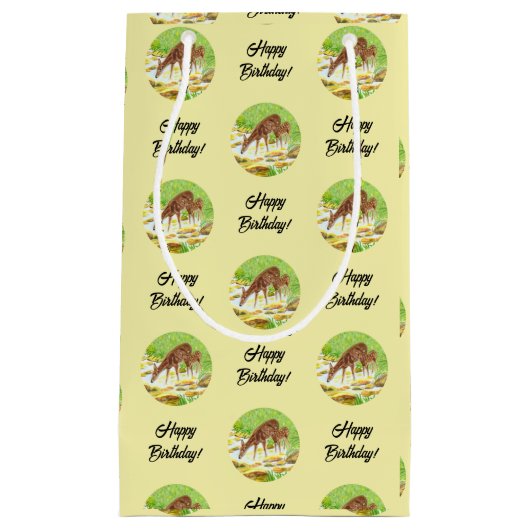 Doe and Fawn Yellow Kleine Geschenktüte (Vorderseite)