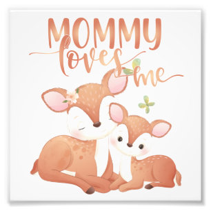 Doe Deer and Fawn Mommy Lieben Fotodruck