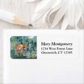 Doe Fawn Deer Forest Full Moon Snow Rücksendeadres (Insitu)