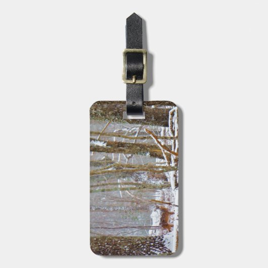 Doe in the snow, Deer in Lake Arrowhead Gepäckanhänger (Vorderseite vertikal)