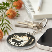 Doer Deer and Fawn Round Acrylic Schlüsselanhänger (Vorderseite rechts)