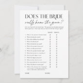 Does Bride Know the Groom? Shower Activity Card Einladung (Vorderseite)
