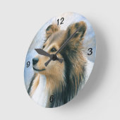 Dog 122 Sheltie Collie Runde Wanduhr (Winkel)