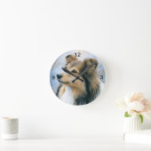 Dog 122 Sheltie Collie Runde Wanduhr (Zuhause)