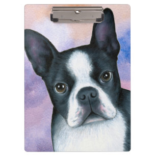 dog 128 color Boston Terrier Klemmbrett