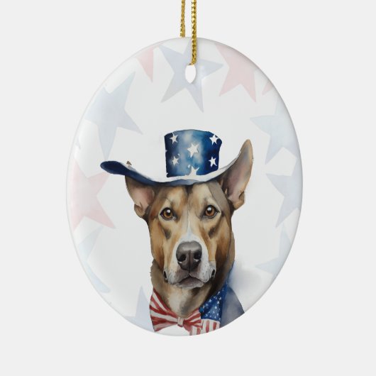 Dog, 4th of july Personalized Keramik Ornament (Rechts)
