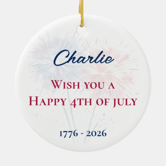 Dog, 4th of july Personalized Keramik Ornament (Hinten)