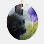 Dog 94 Black Chihuahua Keramik Ornament (Links)