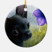 Dog 94 Black Chihuahua Keramik Ornament (Hinten)