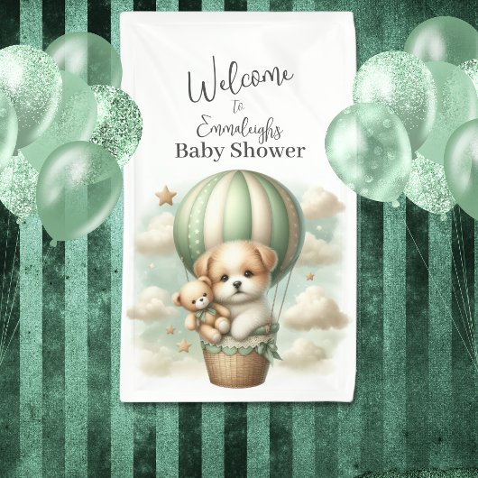Dog Adventure Balloon Baby Shower Vertical Welcome Banner