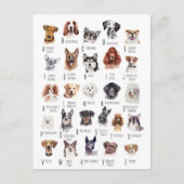 Dog Alphabet Watercolor Postkarte (Vorderseite)