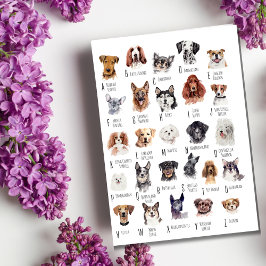 Dog Alphabet Watercolor Postkarte