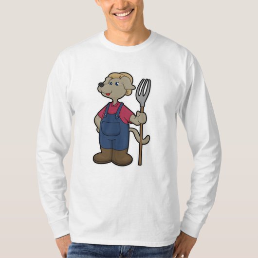 Dog als Bauer mit Rake & Hat T-Shirt (Vorderseite)