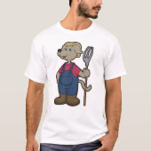 Dog als Bauer mit Rake & Hat T-Shirt (Vorderseite)
