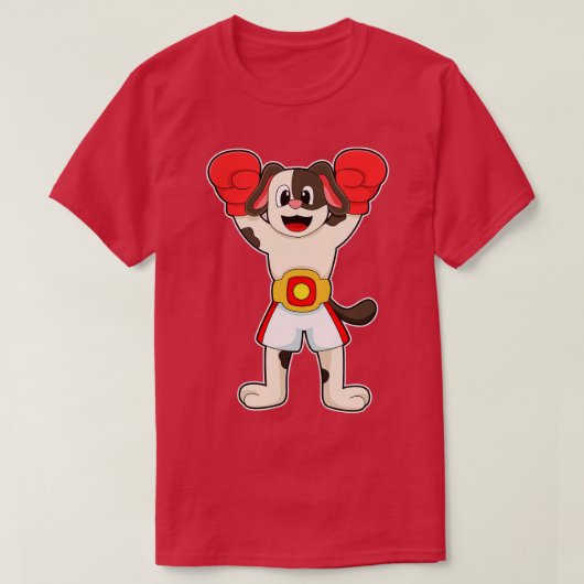 Dog als Boxmeister mit Belt Boxhandschuhen T-Shirt (Design vorne)