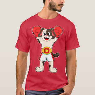Dog als Boxmeister mit Belt Boxhandschuhen T-Shirt